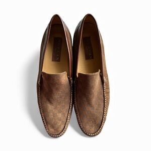 Mezlan Tan brown woven checkered luxury slip on Loafers made Spain men’s Sz 11